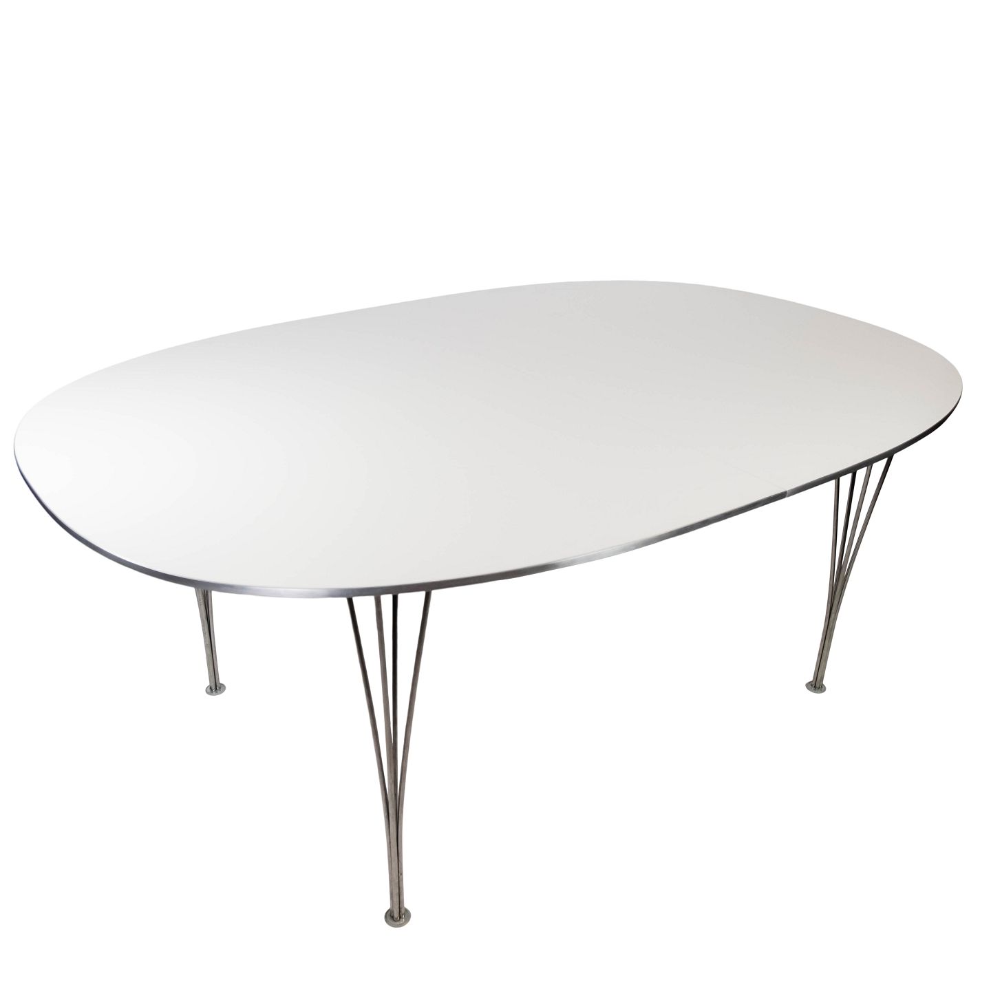 Wings Governable Dovenskab Super Ellipse spisebord med hvid laminat designet af Piet Hein og Arne  Jacobsen, - Osted Antik & Design