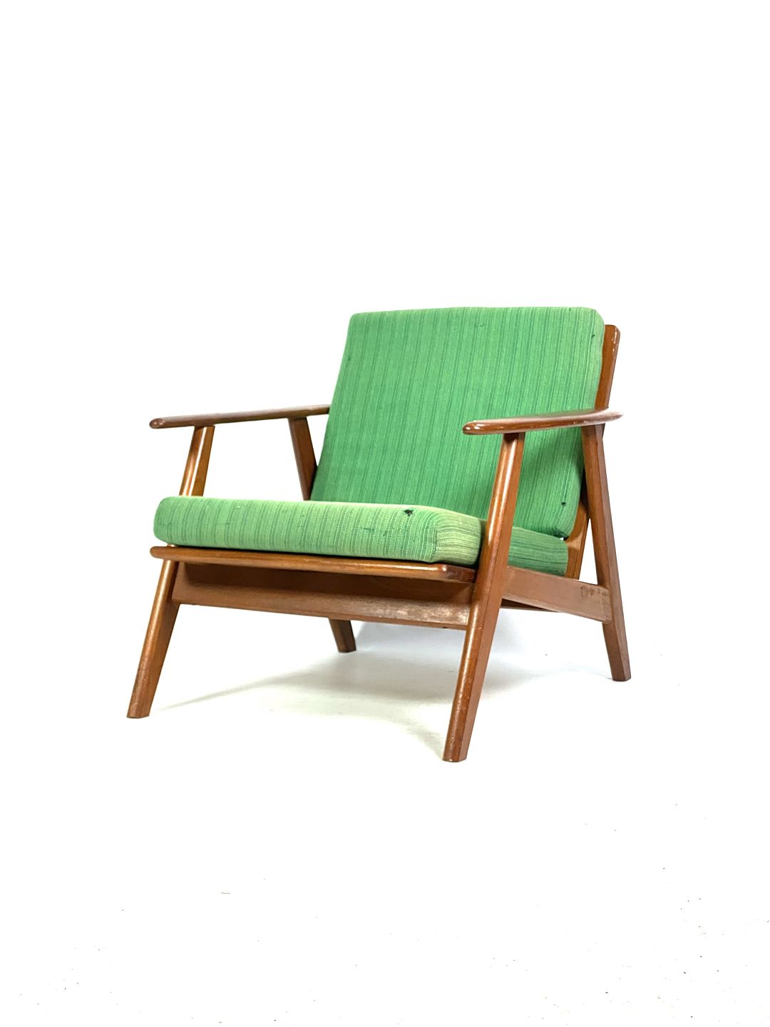 Lænestol i teak og grøn polstring af Dansk design fra 1960erne. * 5000m2  udstill - Osted Antik & Design